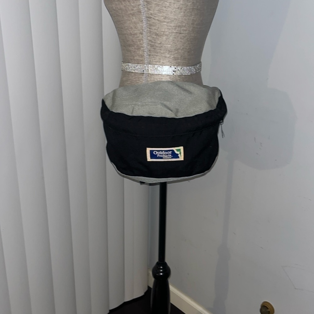 Outdoor Products Vintage 80s Fanny Pack Black/Gray USA Waist Bag Hiking.